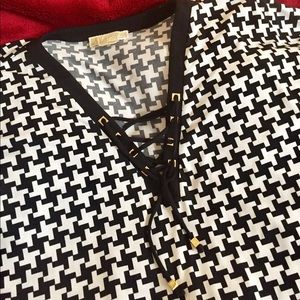 Michael KORS Houndstooth Print Blouse Sz 1X