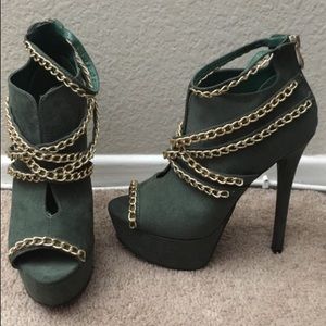 Army Green Peep Toe Botties