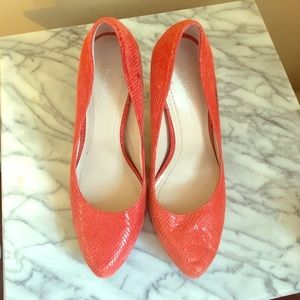 BCBGeneration Pink Snakeskin Pumps
