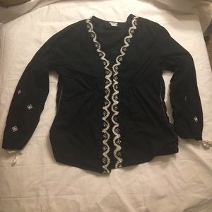 Black Cotton Embroidered Top