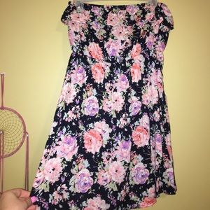 Strapless floral dress
