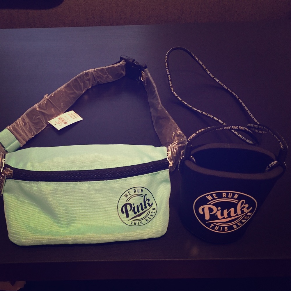 Victoria's Secret Pink beach pouch and koozie
