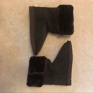Brown furry UGG boots