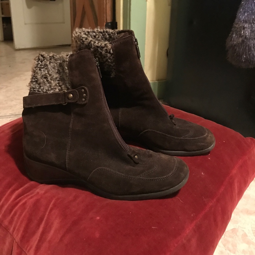 Brown leather boots