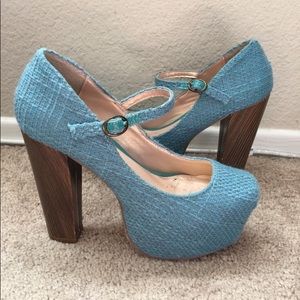 Blue Tweed Heels