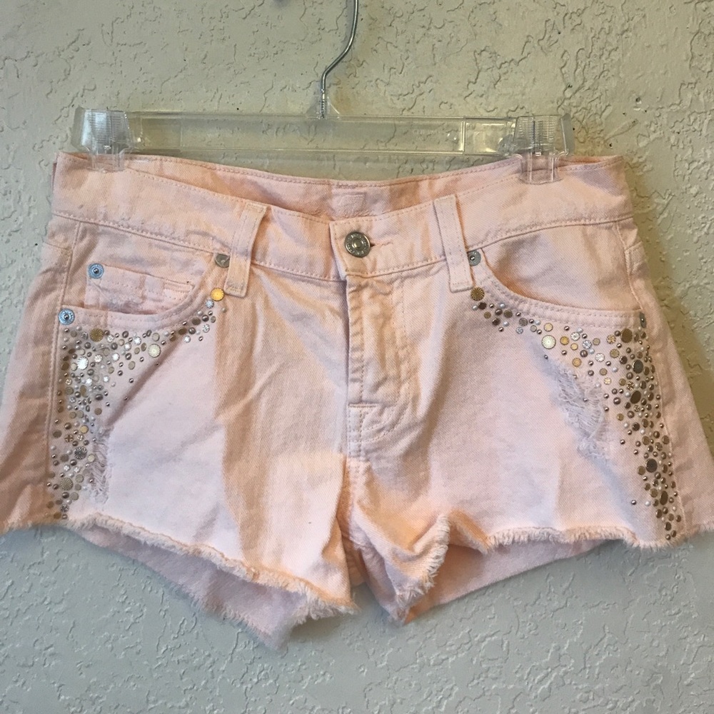 7 For All Mankind Peach Embellished Jean Shorts24