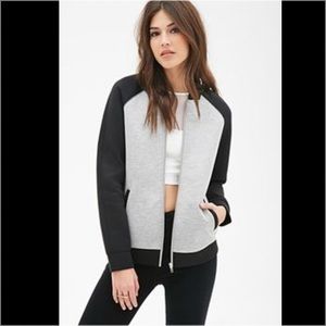 NWT Forever 21 Varsity Knit Scuba Jacket bomber