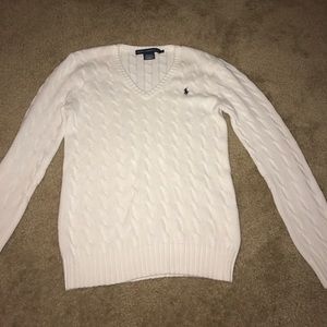 White Ralph Lauren Sport V-neck women sweater