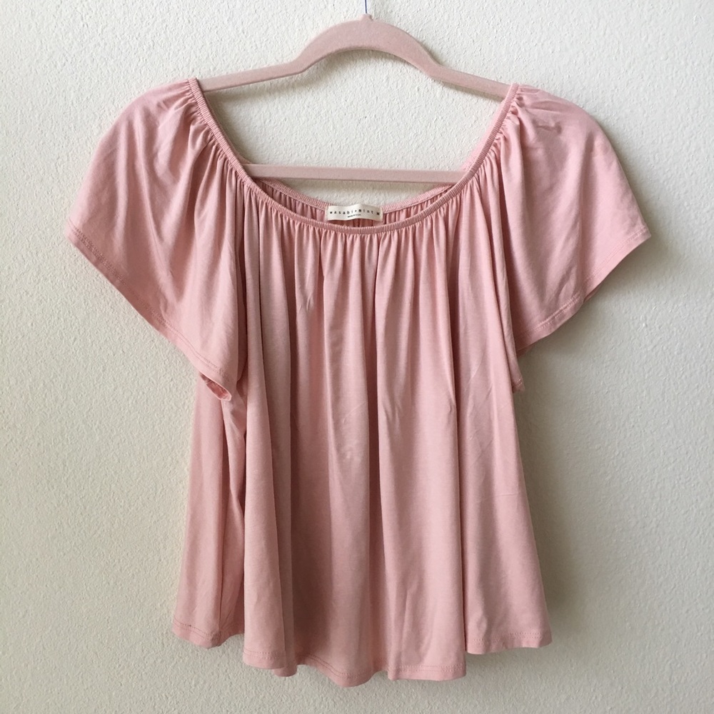 Soft Pink Off-The-Shoulder Shirt