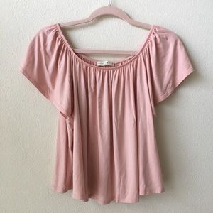 Soft Pink Off-The-Shoulder Shirt