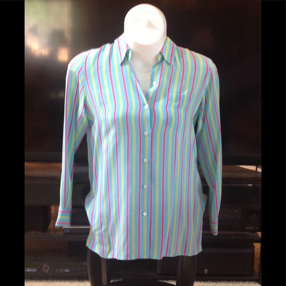 Multi colored women's button down shirt