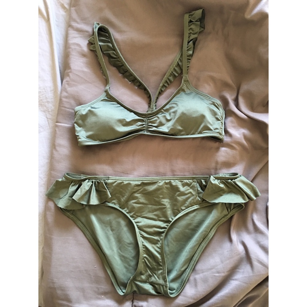 aerie Silk Green 2 pc Scoop Swimsuit