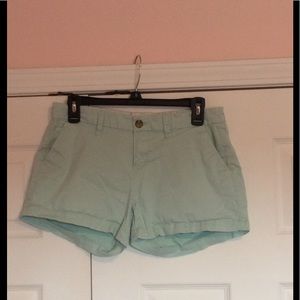 A pair of mint colored shorts