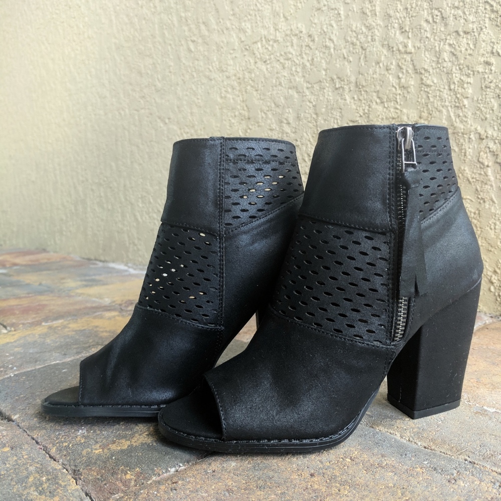 LAST! Black Laser Cut Distressed Booties