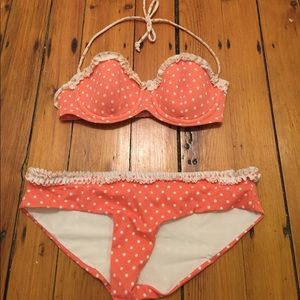 Pink polka dot swim suit