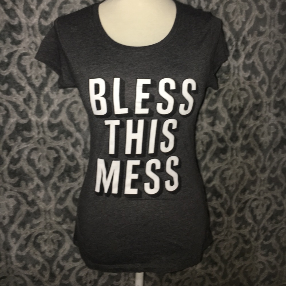 Wound up large gray bless this mess shirt