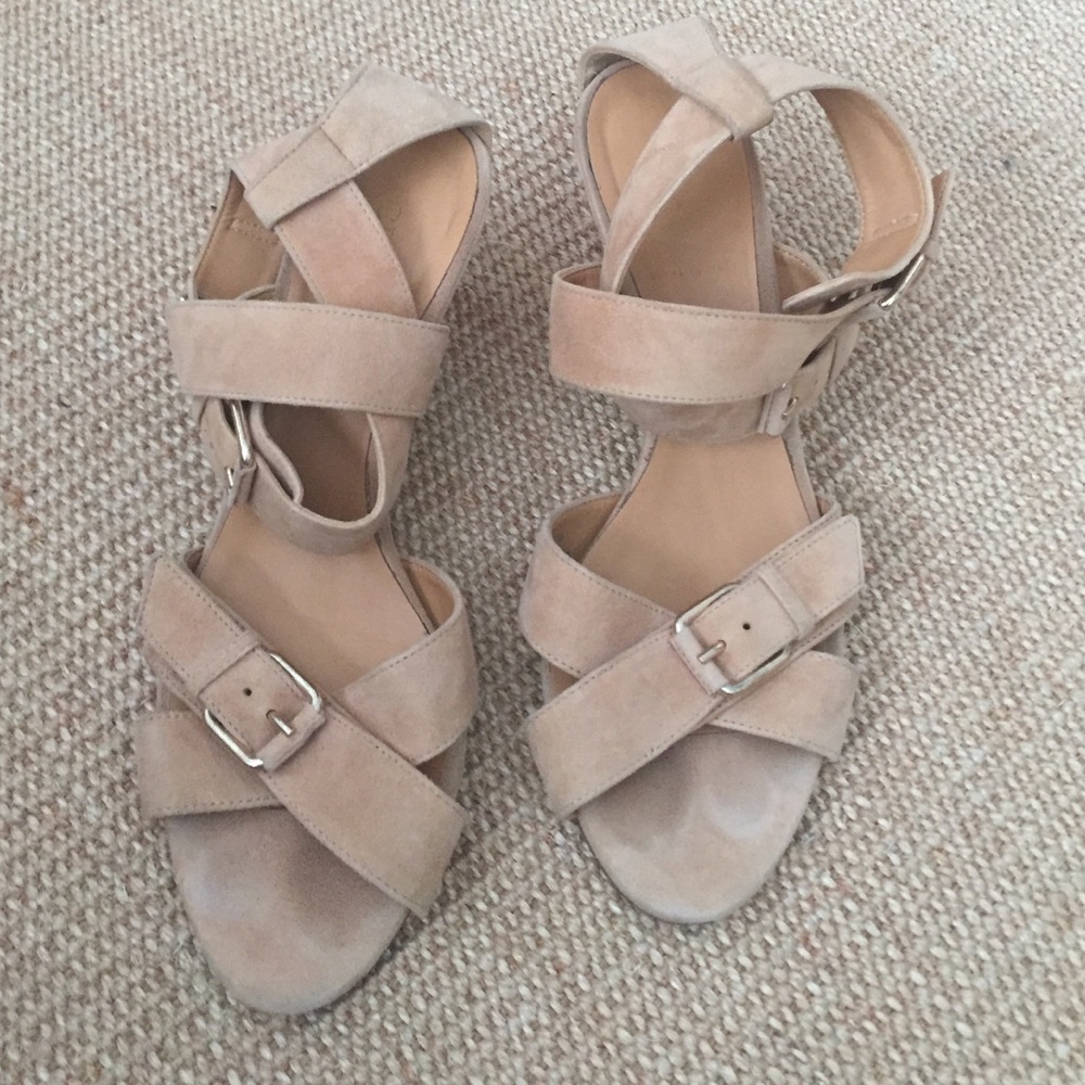 J. CREW beige suede strapping sandals