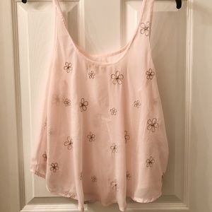 sheer light pink beaded tank from hollister