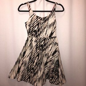 Express Skater Dress- black and white patterned