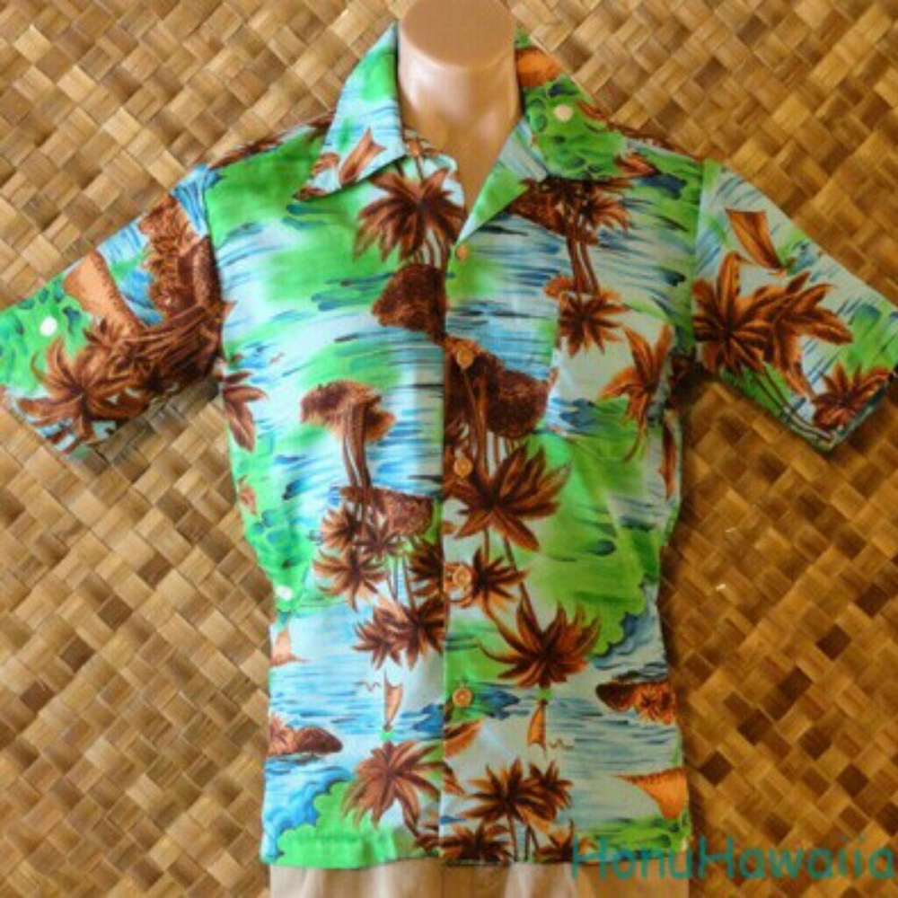 70s MADE IN CALIFORNIA Mens HAWAIIAN Shirt. Medium