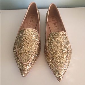 Sole Society Gold Glitter Loafers