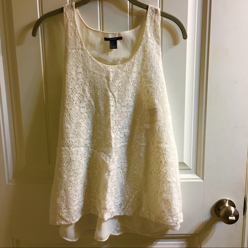 Cream Crochet Cover Tank