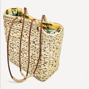 Zara braided straw tote