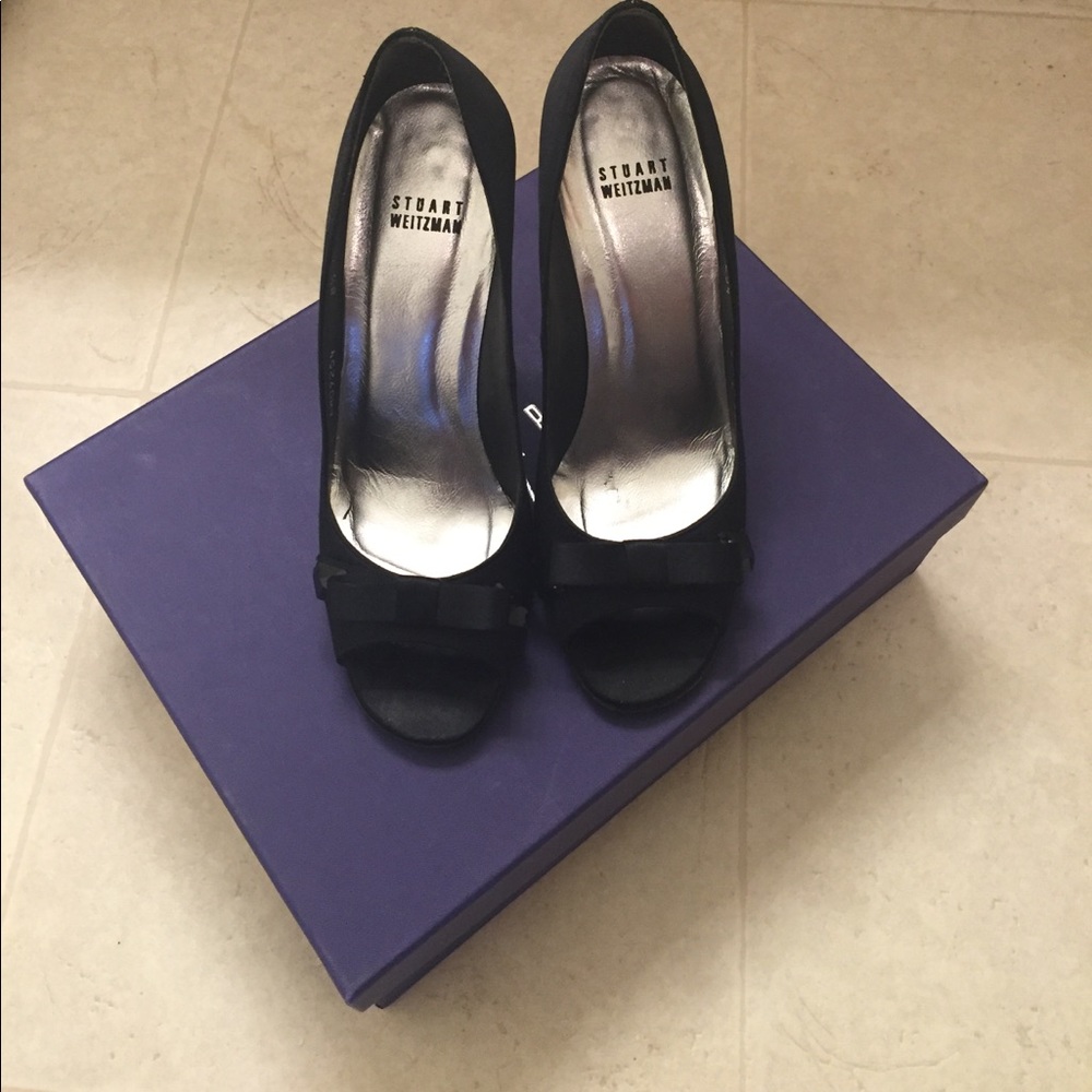 Satin Swarovski Crystal bow peep toe