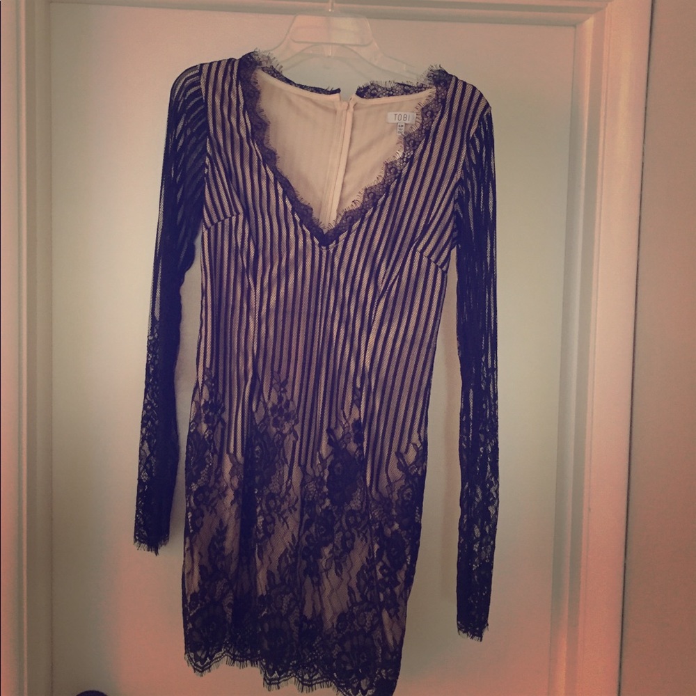 Black and Tan LS lace dress