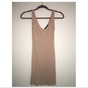 nude beige color mini dress