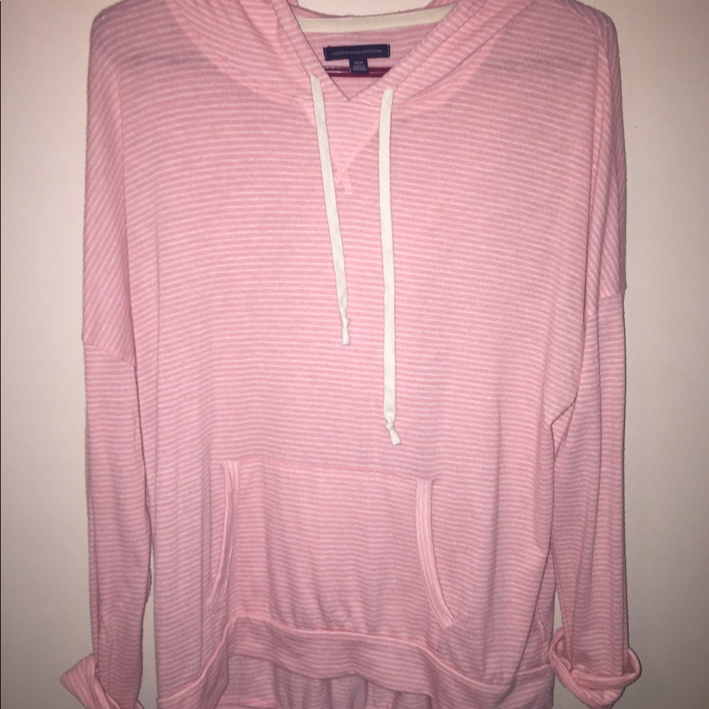 Pink and White Stripped Hoodie
