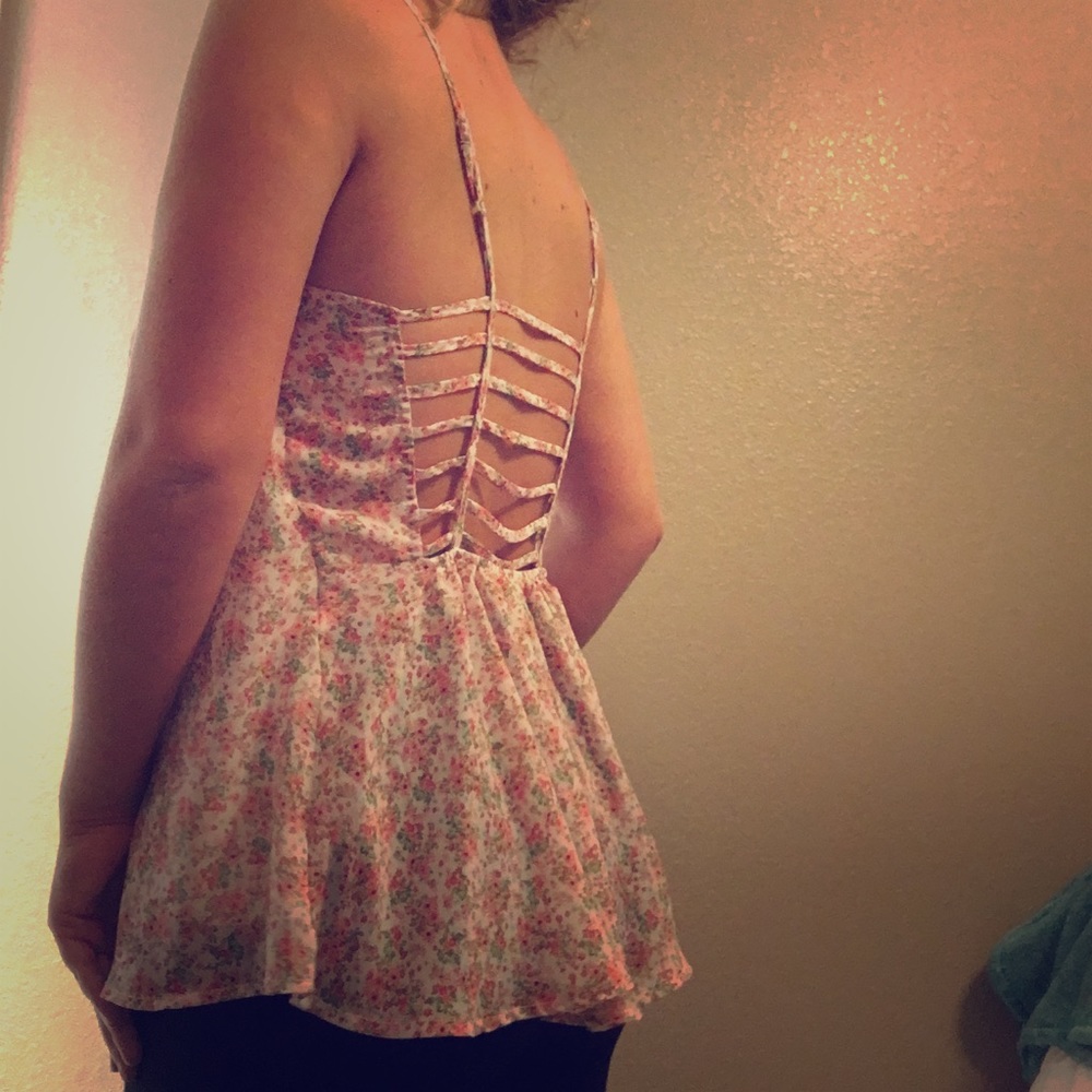 Cage-back Floral Tank