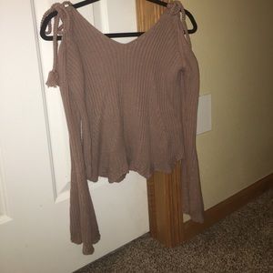 pacsun cold-shoulder tie sweater