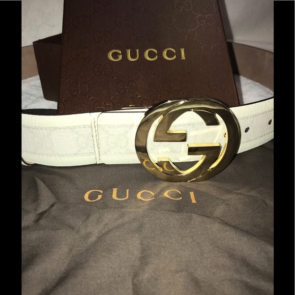 White Monogram Gucci Belt - Picture 5 of 6