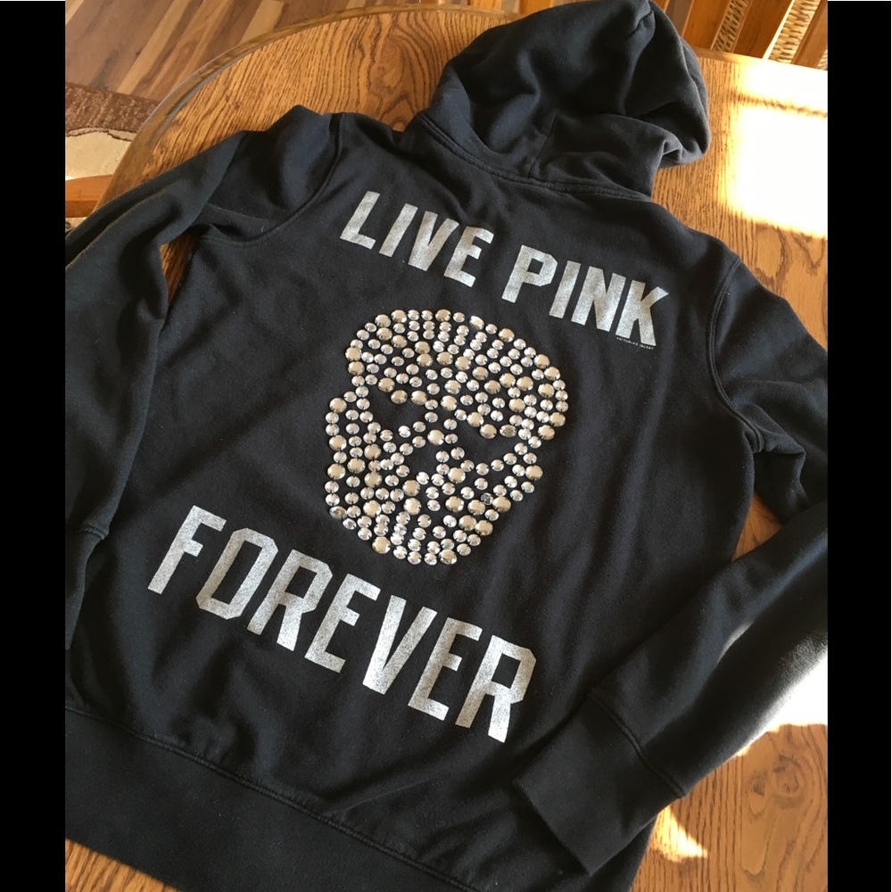 VS PINK hoodie Skull crystals oversized small