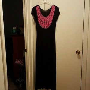 Black maxi dress..hot pink color..great condition