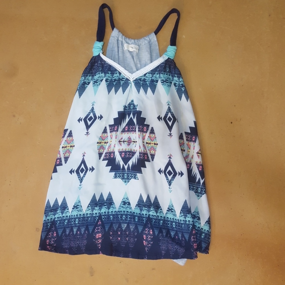 Blue Patterned Tank Top