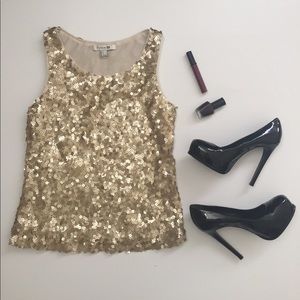 Forever 21 gold sequin tank top