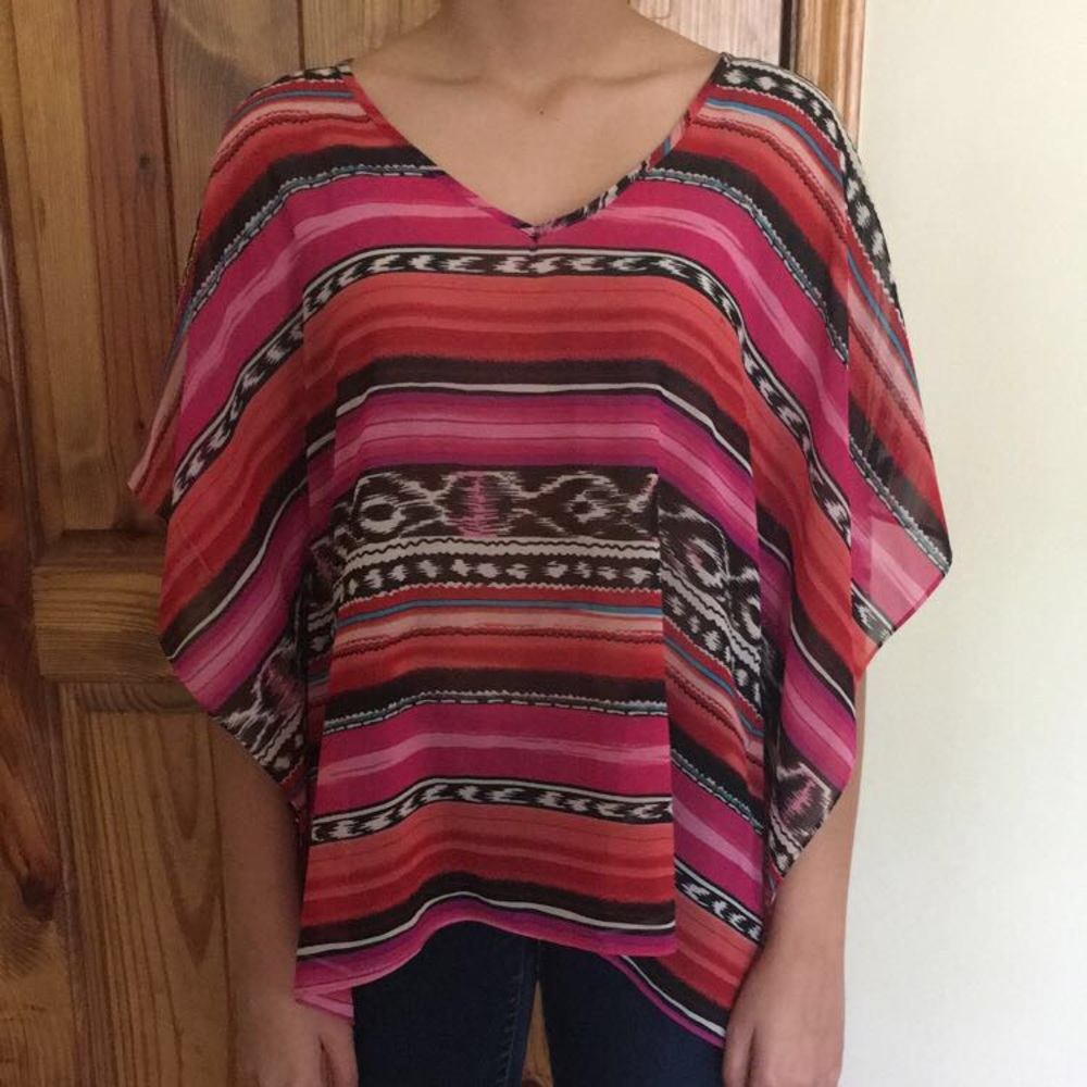 Forever 21 sheer printed poncho blouse