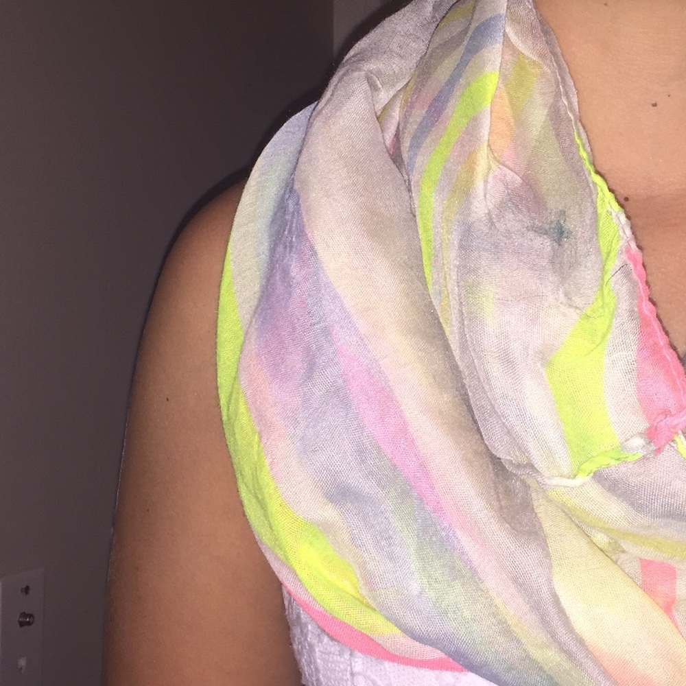 Neon Yellow, Pink, and Grey Scarf
