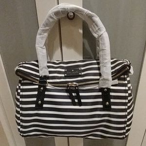 Kate Spade nylon stripe black and cream handbag