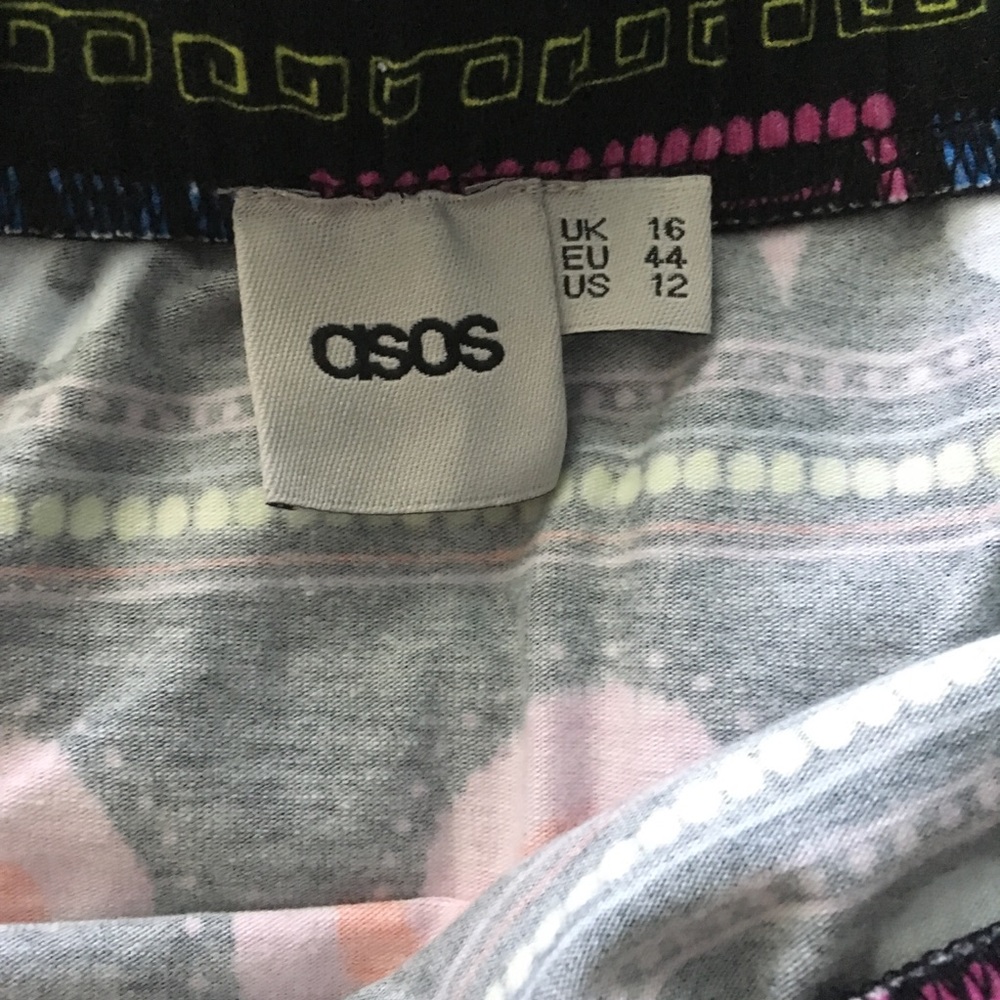 ASOS Mini Skirt In Neon Aztec Print With Pom Pom Hem - Multi - Picture 3 of 4
