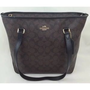 Brand New COACH Brown Zipper Tote Shoulder Purse!