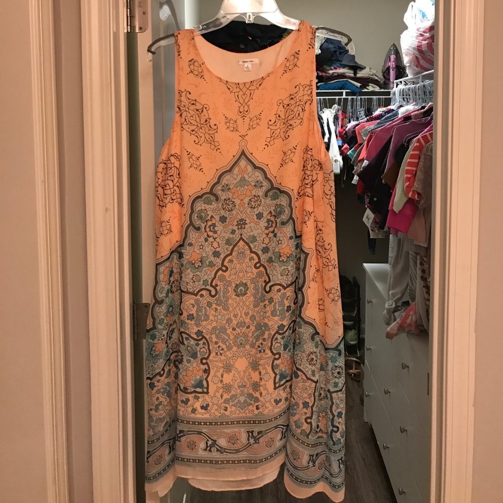 MIDI orange tank shift dress