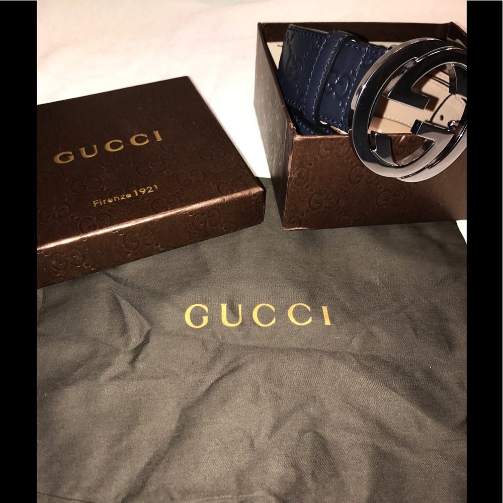 Blue Guccissima Gucci Belt