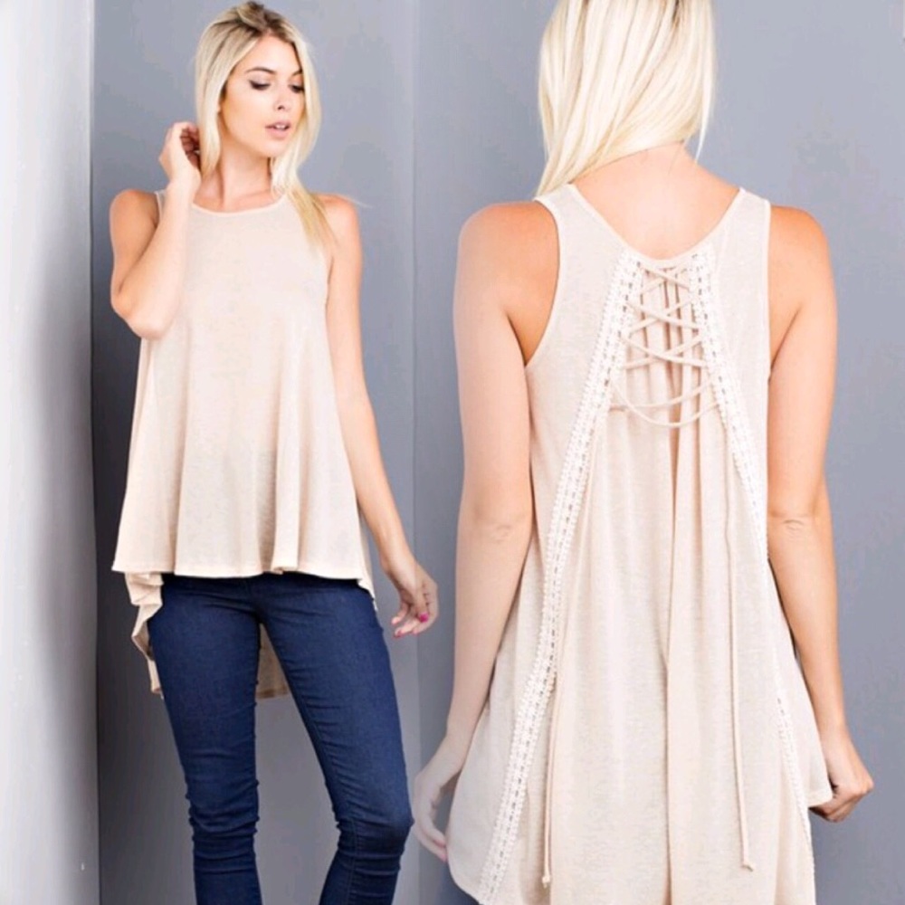 💥Boutique Closing💥Back to basics•lace up tank