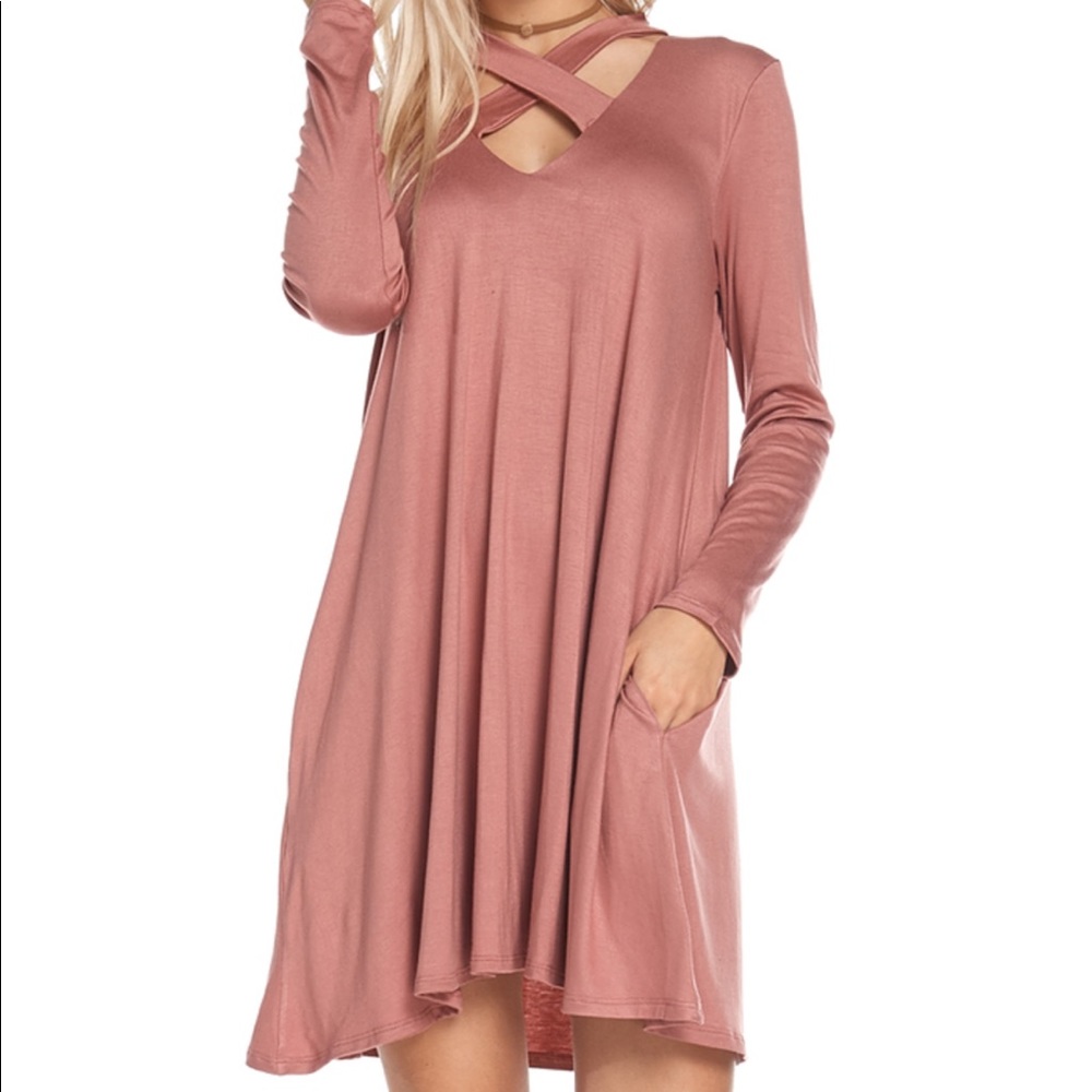 Long sleeve shift dress