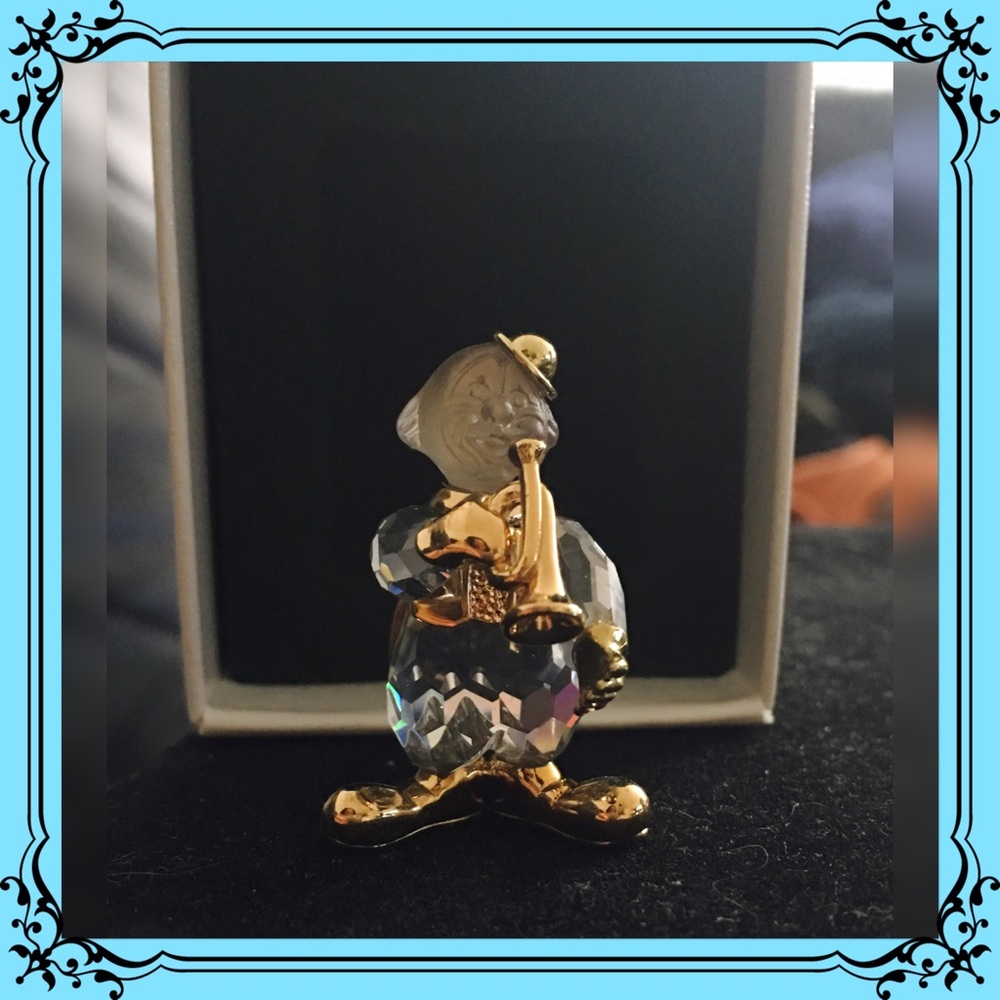 Swarovski crystal trumpet clown pin