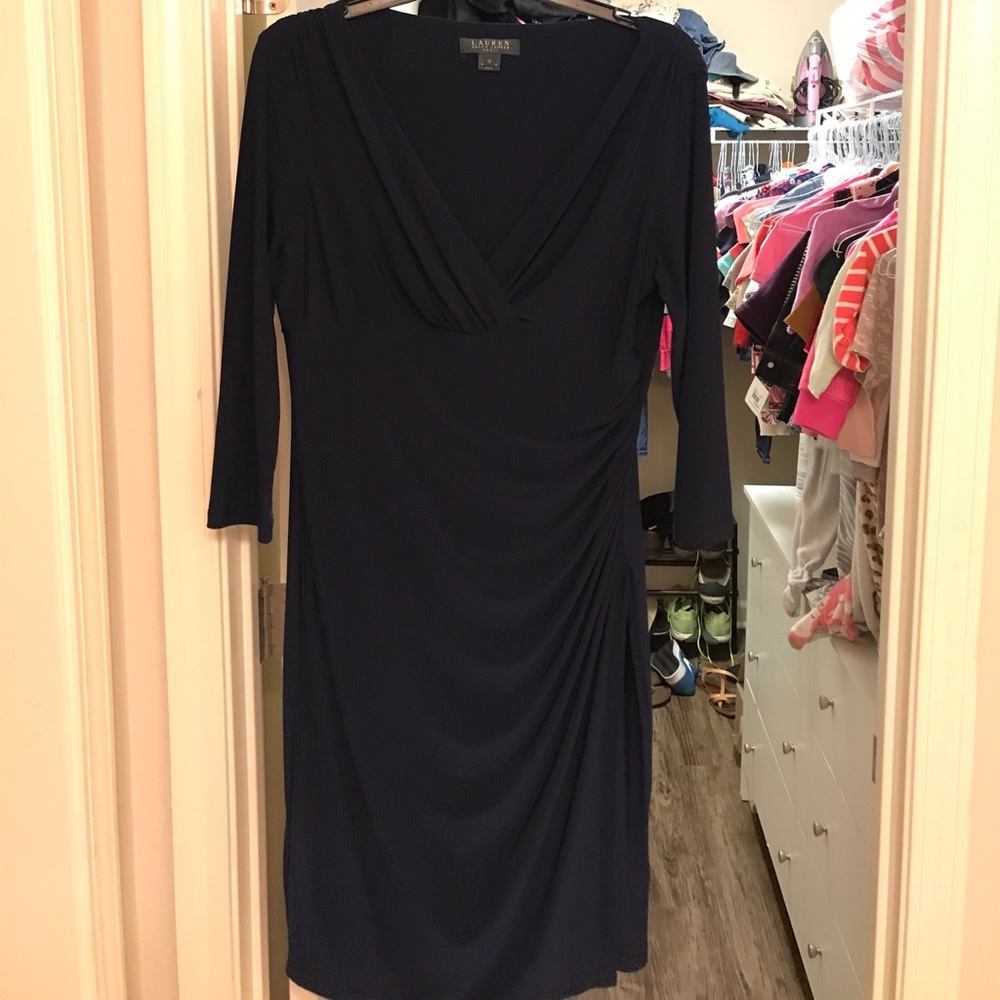 Ralph Lauren Navy Midnight Blue Wrap Style Dress