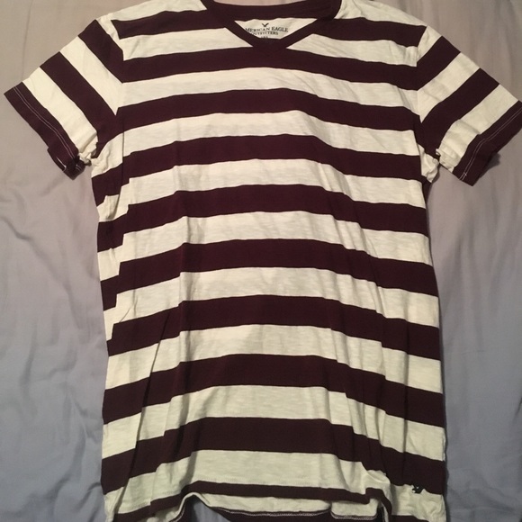 Large American Eagle striped V neck - Picture 1 of 2